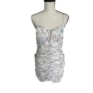 Victoria and Sophia Scrunch Blue Pink and White Sleeveless Dress Sz L